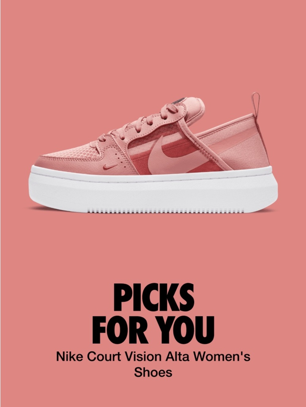 Nike Court Vision Alta Women's Pink Platform‎ Sneakers